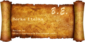Berka Etelka névjegykártya
